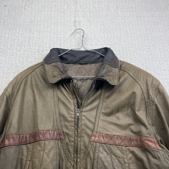 CORDOVAN Montreal Leather Bomber Jacket Military Style Olive Green Men Sz 42 VTG - Picture 2 of 16
